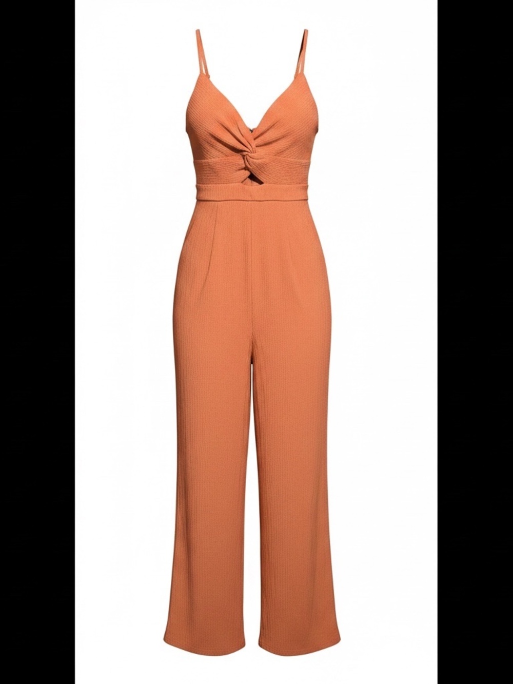 Trixxi Terracotta Twist-Front Wide Leg Jumpsuit Size M (Q12)